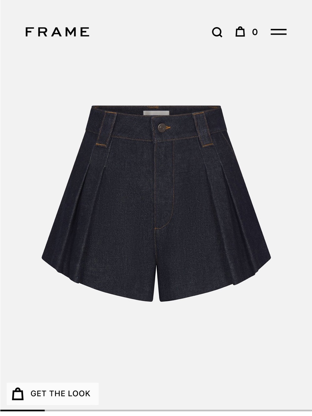 Frame Structural Pleated High-Rise Jean Shorts